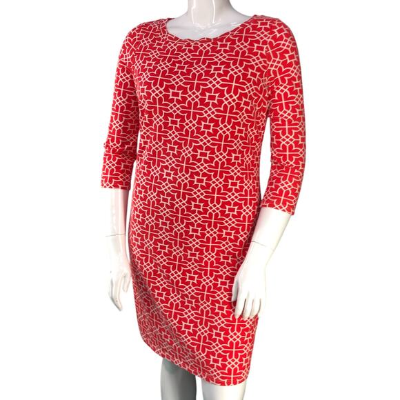 Gretchen Scott Womens Size L Dress Shift Jersey Geometric Print Round Neck Red - Picture 1 of 15